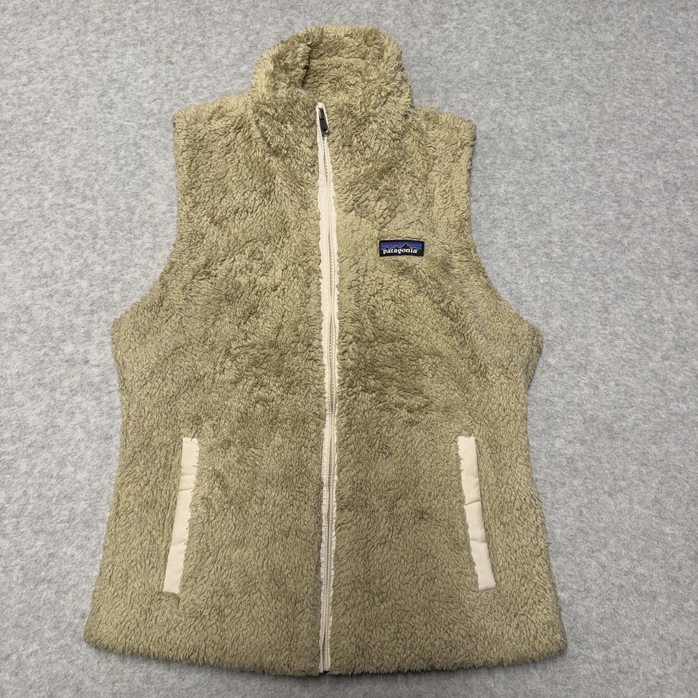 Patagonia Los Gatos Vest Womens Small El Cap Khaki Beige Fleece Full Zip Outdoor
